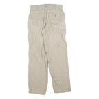 CARHARTT Mens Relaxed Beige Cotton Blend Trousers W32 L32 Workwear Zip Closure