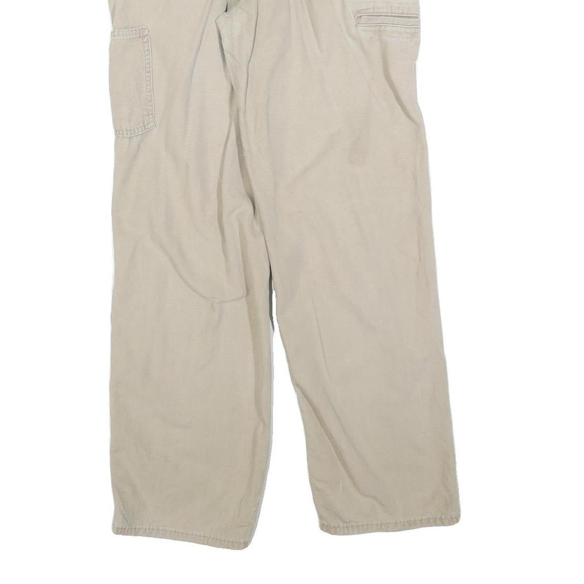 CARHARTT Mens Relaxed Beige Cotton Blend Trousers W32 L32 Workwear Zip Closure