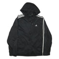ADIDAS Mens Black & White Hooded Zip Jacket L Polyester Blend Sportswear