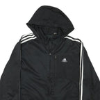 ADIDAS Mens Black & White Hooded Zip Jacket L Polyester Blend Sportswear