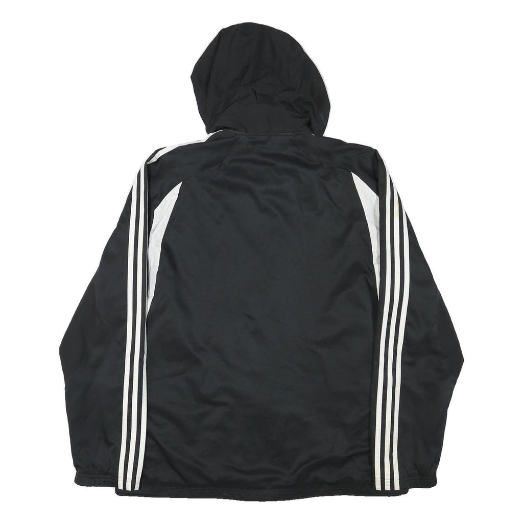 ADIDAS Mens Black & White Hooded Zip Jacket L Polyester Blend Sportswear