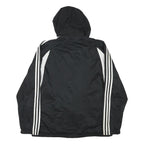 ADIDAS Mens Black & White Hooded Zip Jacket L Polyester Blend Sportswear