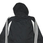 ADIDAS Mens Black & White Hooded Zip Jacket L Polyester Blend Sportswear