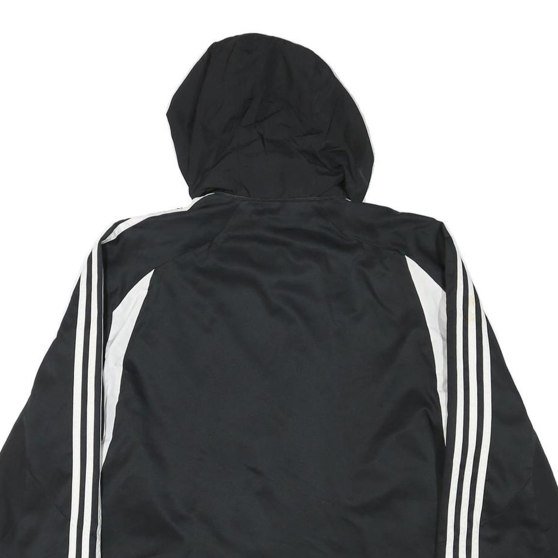 ADIDAS Mens Black & White Hooded Zip Jacket L Polyester Blend Sportswear