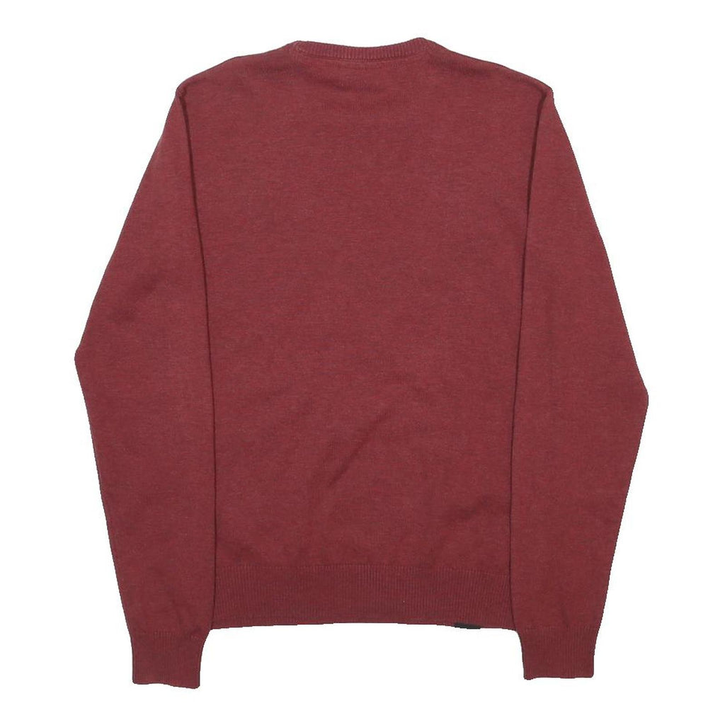 DIESEL Mens Maroon Plain Cotton Blend Basic Knit Crew Neck Jumper M Casual