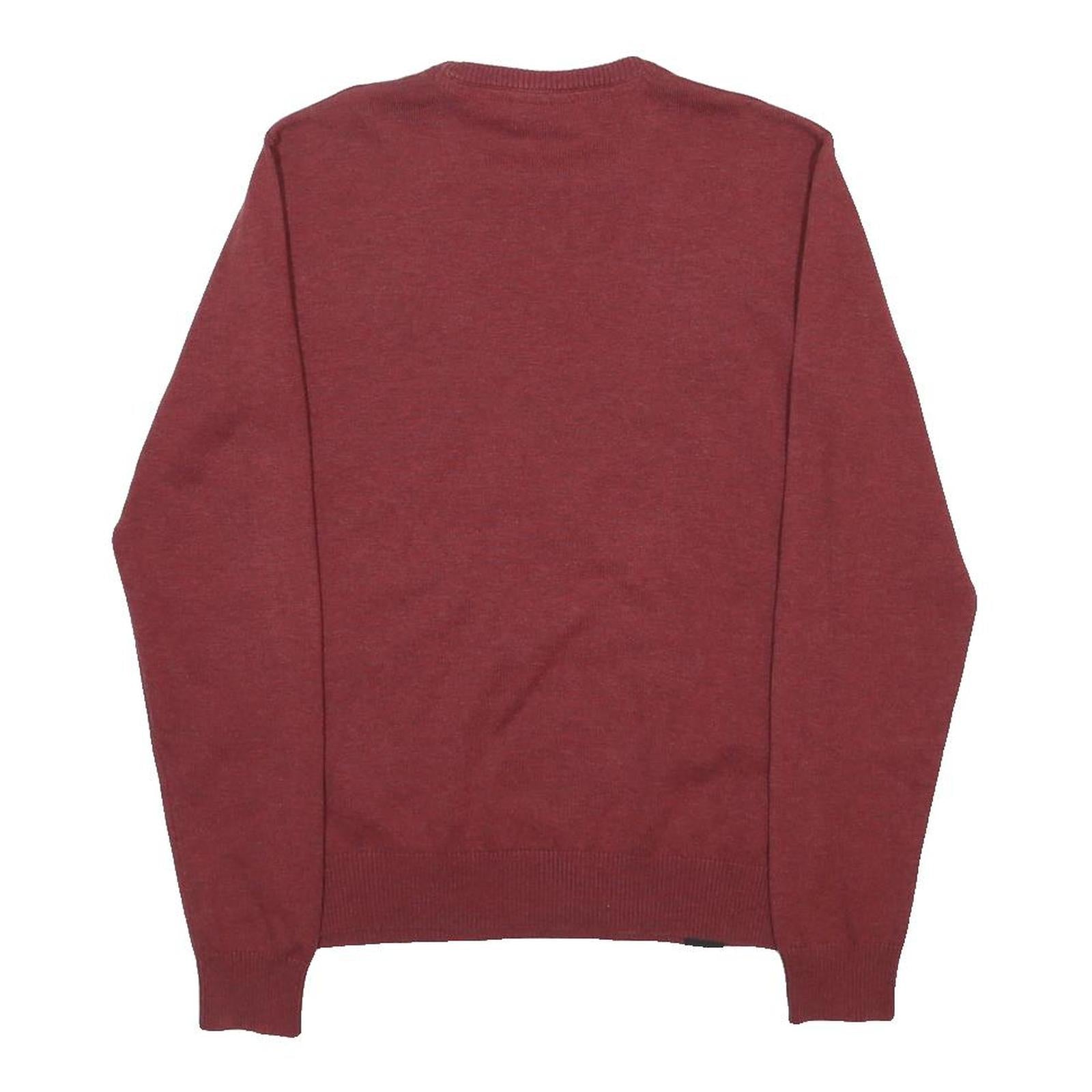 DIESEL Mens Maroon Plain Cotton Blend Basic Knit Crew Neck Jumper M Casual