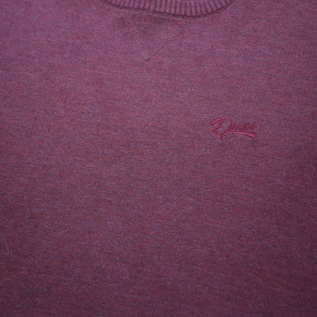DIESEL Mens Maroon Plain Cotton Blend Basic Knit Crew Neck Jumper M Casual