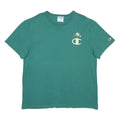 CHAMPION Womens Green Cotton T-Shirt L Short Sleeve Crew Neck Floral Logo