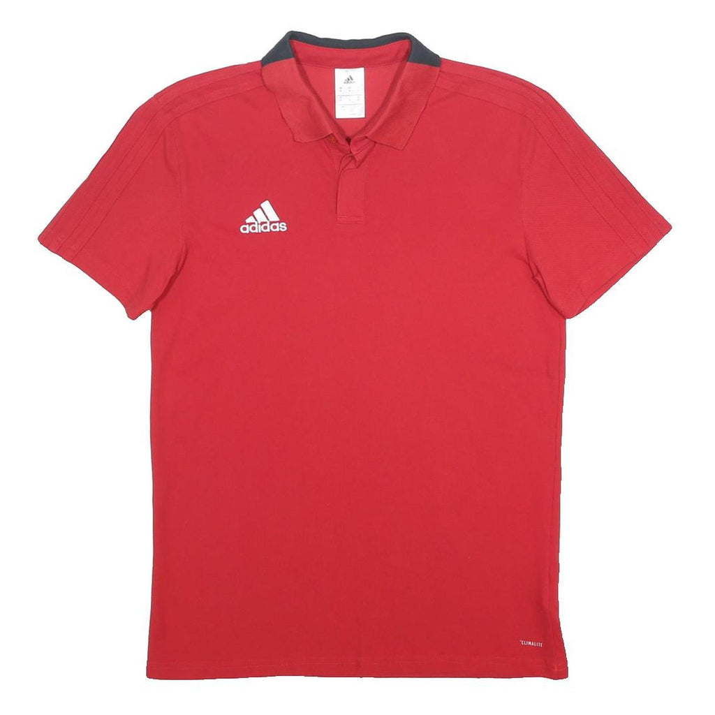 ADIDAS Mens Red & Black Polo Shirt M Cotton Blend Sports Casual Short Sleeve