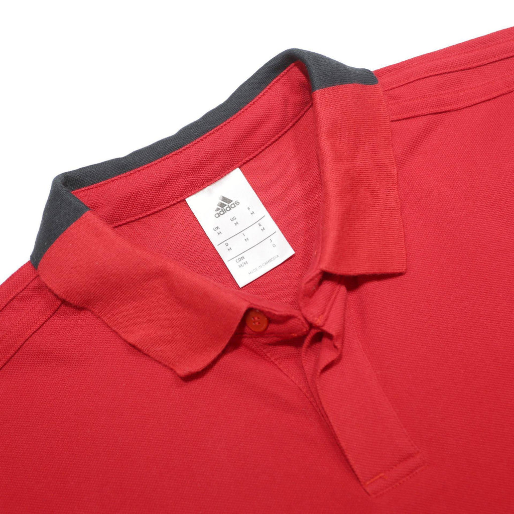 ADIDAS Mens Red & Black Polo Shirt M Cotton Blend Sports Casual Short Sleeve