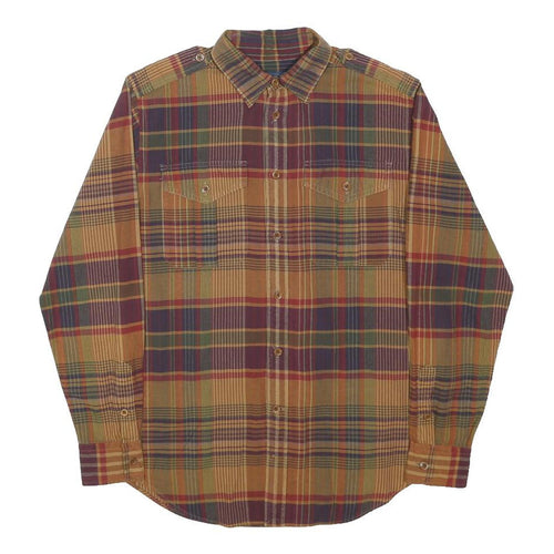 RALPH LAUREN Mens Brown & Burgundy Check Shirt M Long Sleeve Casual Cotton