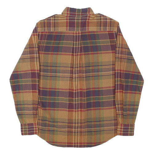 RALPH LAUREN Mens Brown & Burgundy Check Shirt M Long Sleeve Casual Cotton