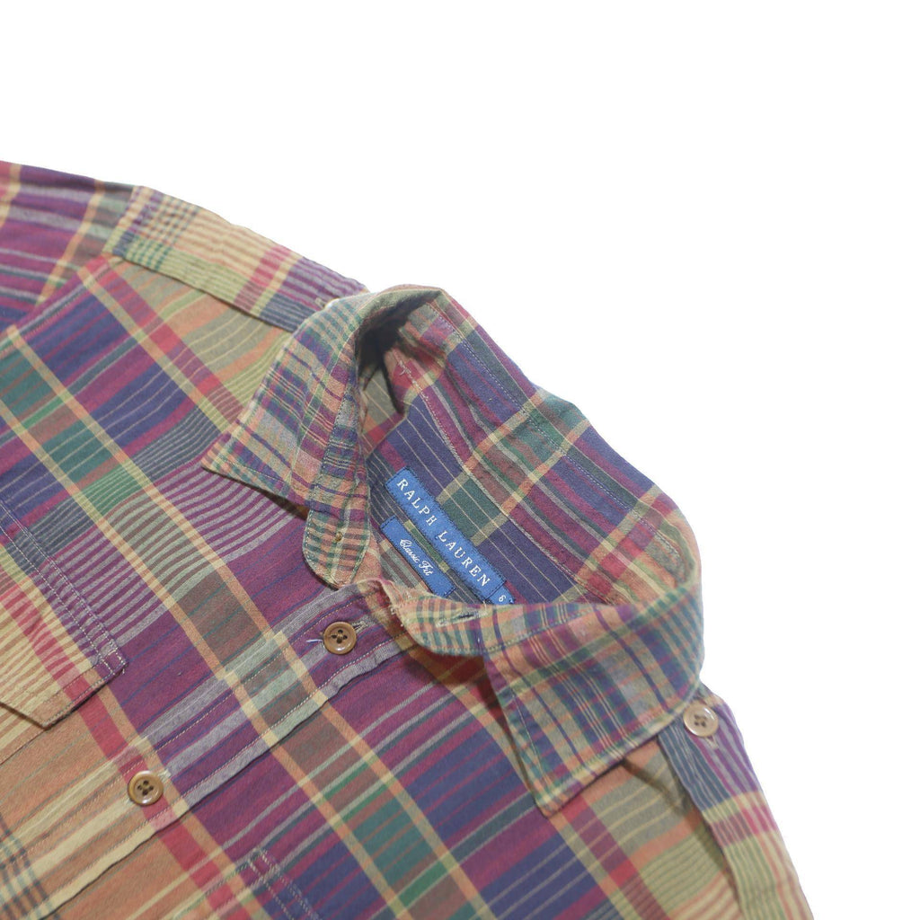 RALPH LAUREN Mens Brown & Burgundy Check Shirt M Long Sleeve Casual Cotton