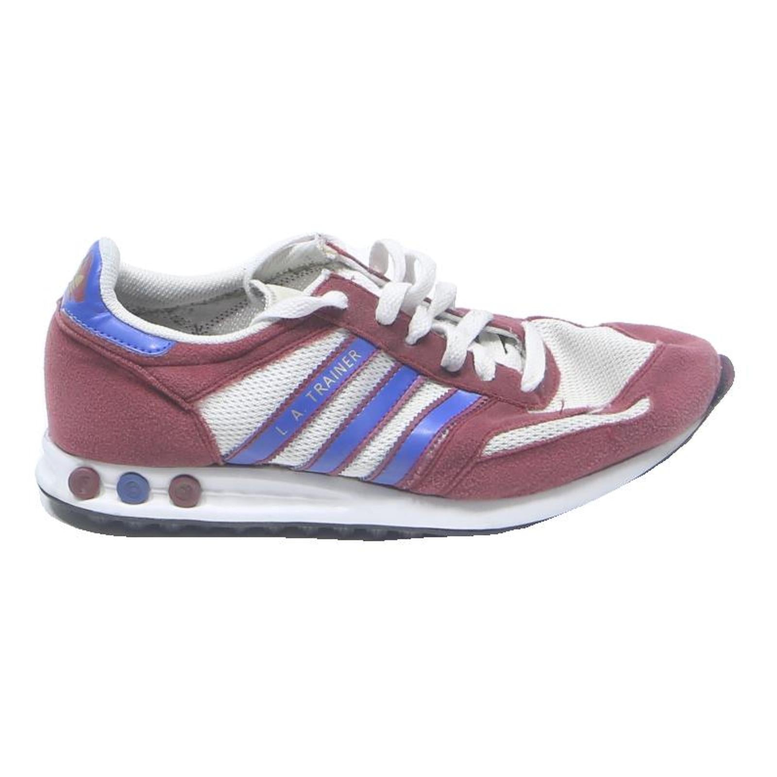 ADIDAS L A Trainer Mens Burgundy & Blue Sneaker Synthetic UK 7.5 Sports Style