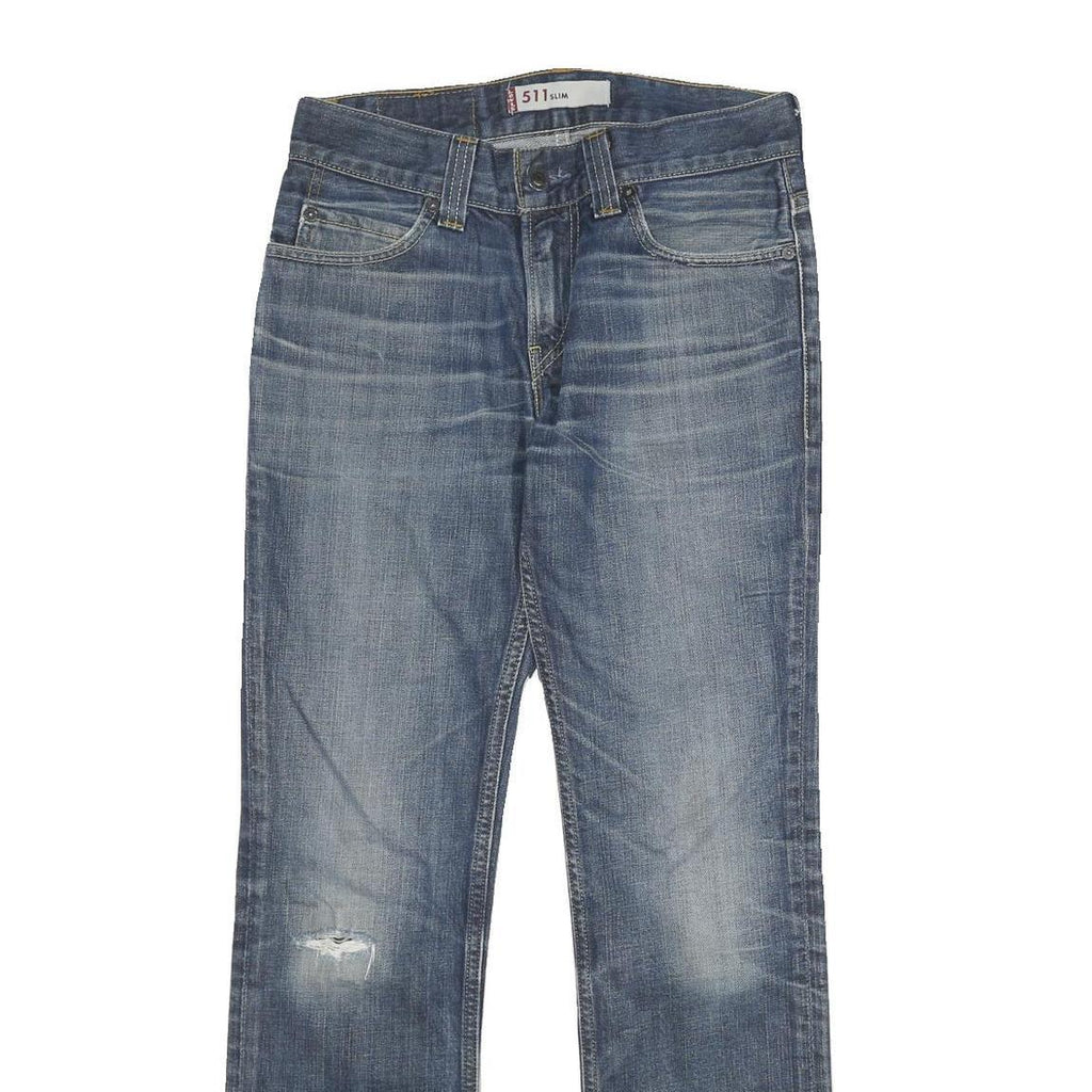 LEVI'S 511 SLIM Mens Jeans Blue Slim Straight Denim Medium W31 L34 Zip Cotton