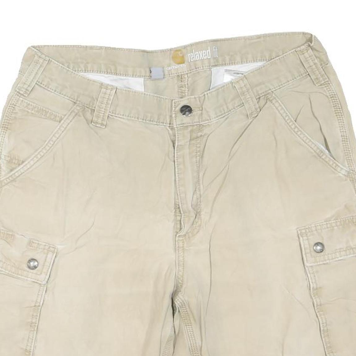 CARHARTT Mens Shorts Beige Cargo Relaxed Fit L W36 Workwear Cotton Blend