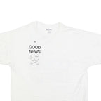 CHAMPION Mens White Graphic T-Shirt 2XL Short Sleeve Crew Neck Good News