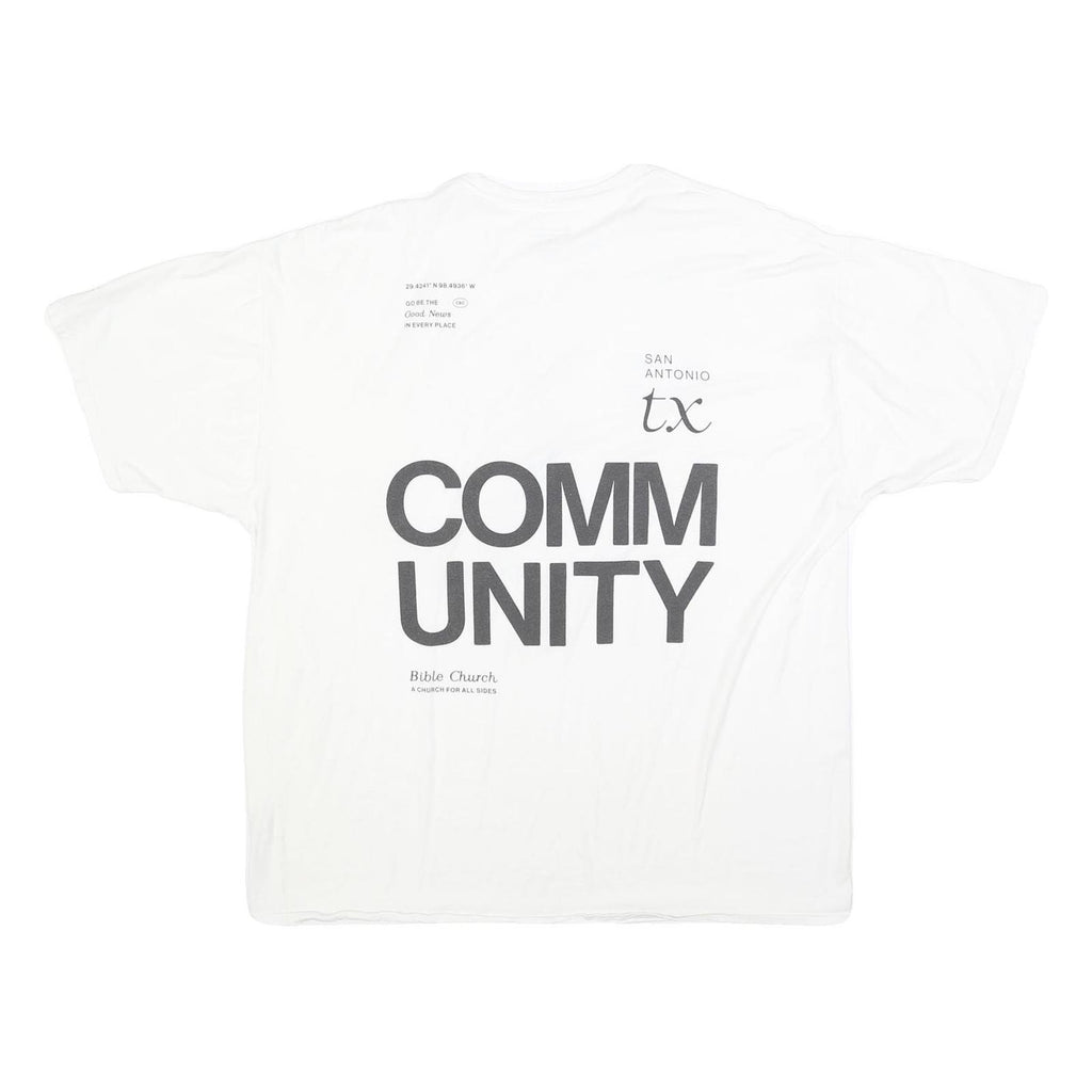 CHAMPION Mens White Graphic T-Shirt 2XL Short Sleeve Crew Neck Good News