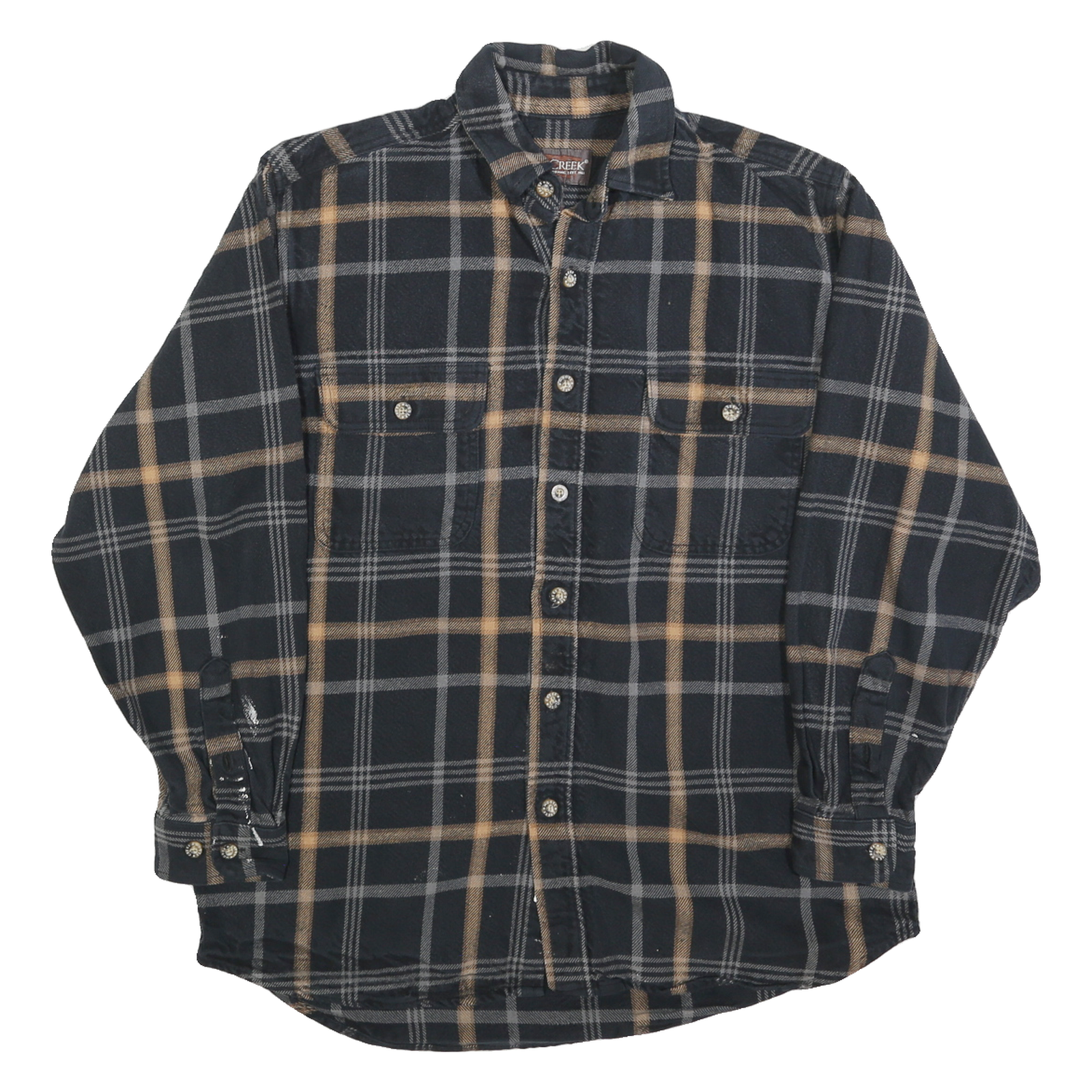 MOOSE CREEK Mens Black & Brown Check Shirt M Cotton Blend Casual Button-Down
