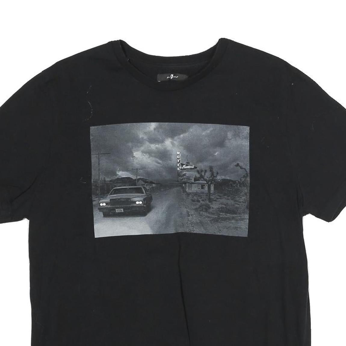 7 FOR ALL MANKIND Mens Black Graphic T-Shirt M Short Sleeve Crew Neck Casual