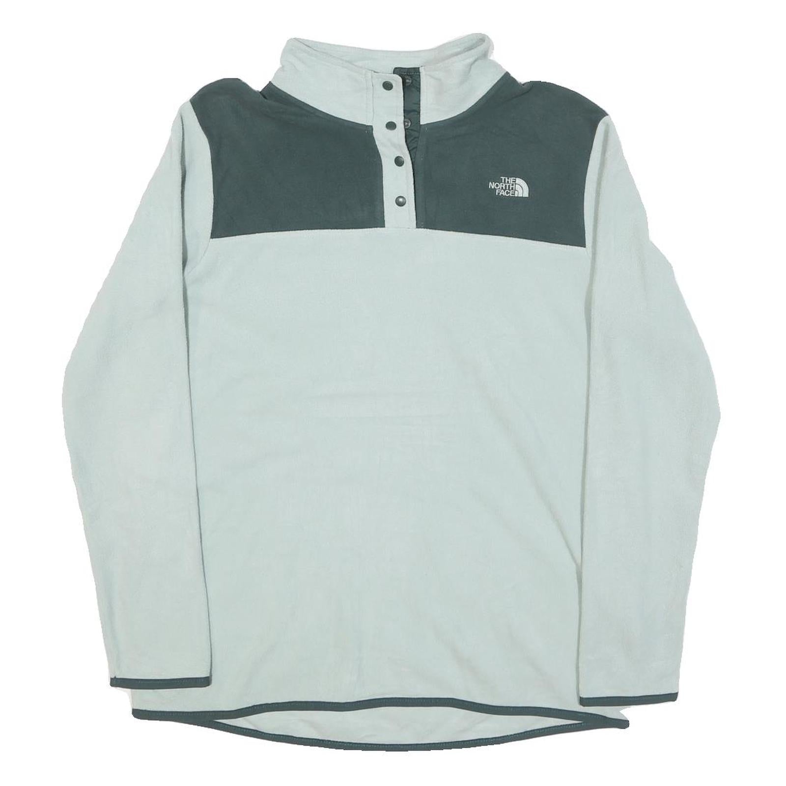 THE NORTH FACE Womens White & Dark Grey Plain Pullover Crew Neck Polyester Blend