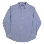 TOMMY HILFIGER Mens Blue Shirt L Cotton Blend Classic Button-Down Collar Long