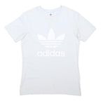 ADIDAS ORIGINALS Womens White Graphic T-Shirt UK 12 Short Sleeve Crew Neck