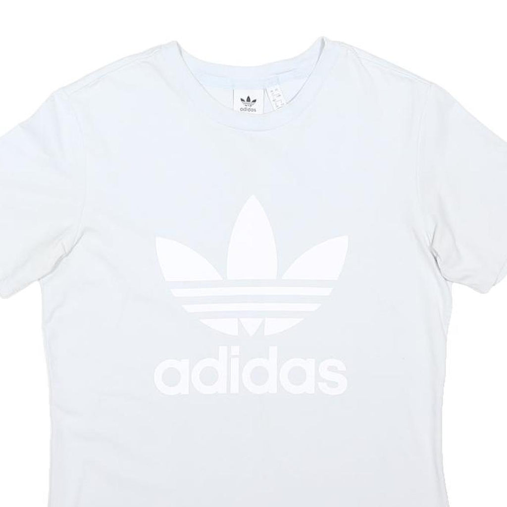 ADIDAS ORIGINALS Womens White Graphic T-Shirt UK 12 Short Sleeve Crew Neck