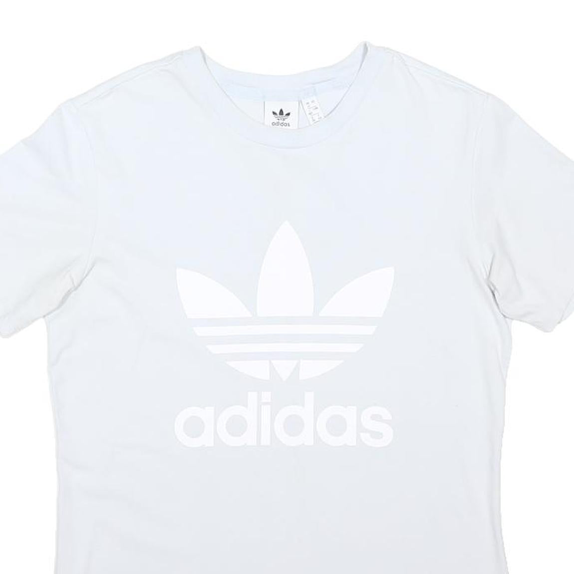 ADIDAS ORIGINALS Womens White Graphic T-Shirt UK 12 Short Sleeve Crew Neck