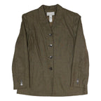 LIZ CLAIBORNE Womens Brown Houndstooth Button Jacket UK 12 Polyester Blend