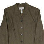 LIZ CLAIBORNE Womens Brown Houndstooth Button Jacket UK 12 Polyester Blend