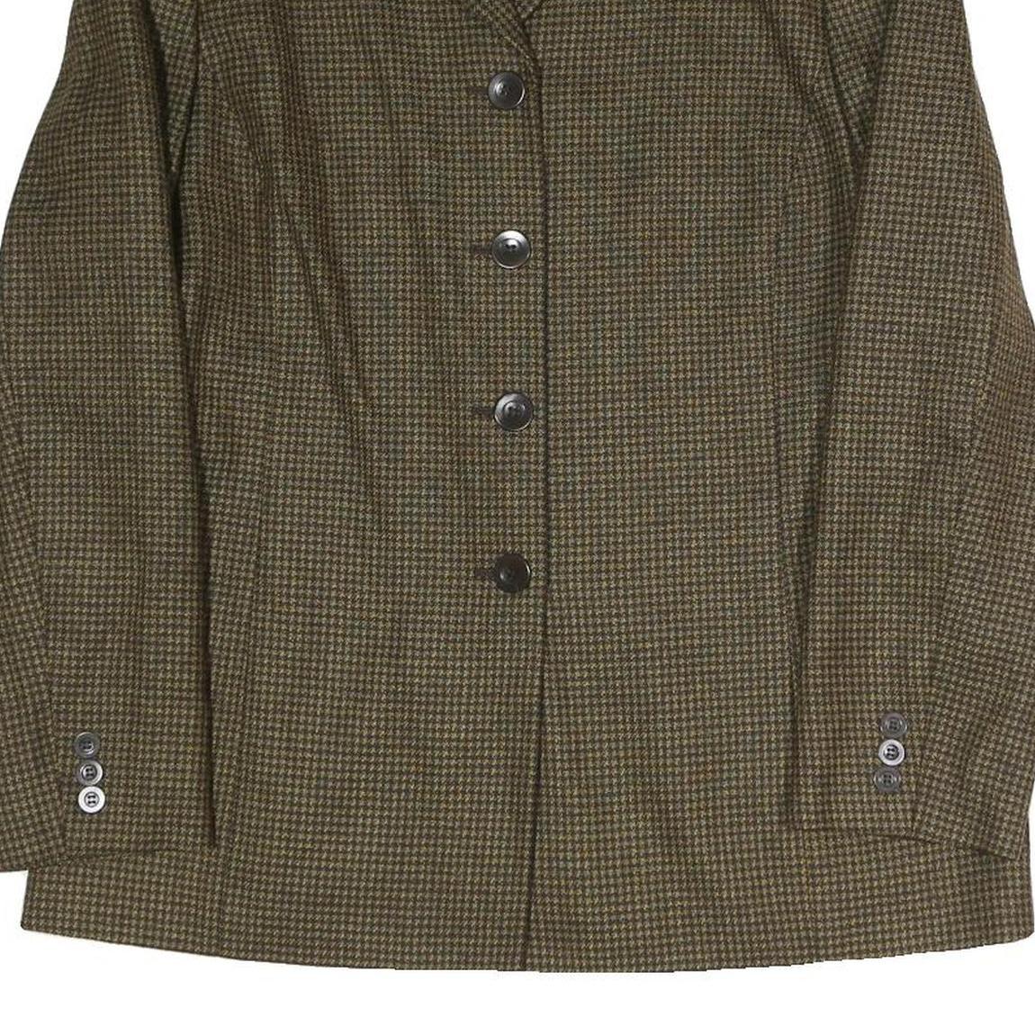 LIZ CLAIBORNE Womens Brown Houndstooth Button Jacket UK 12 Polyester Blend