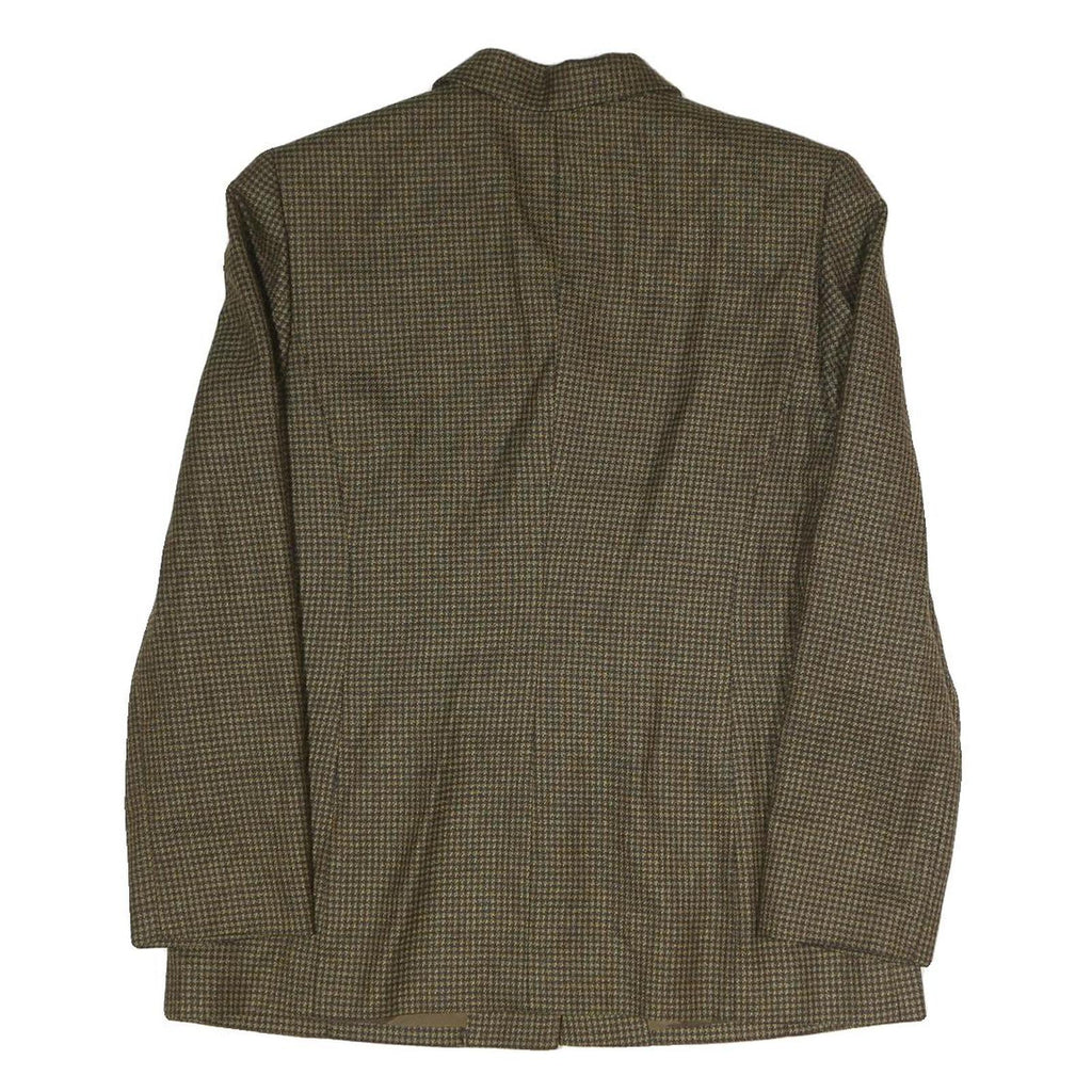 LIZ CLAIBORNE Womens Brown Houndstooth Button Jacket UK 12 Polyester Blend