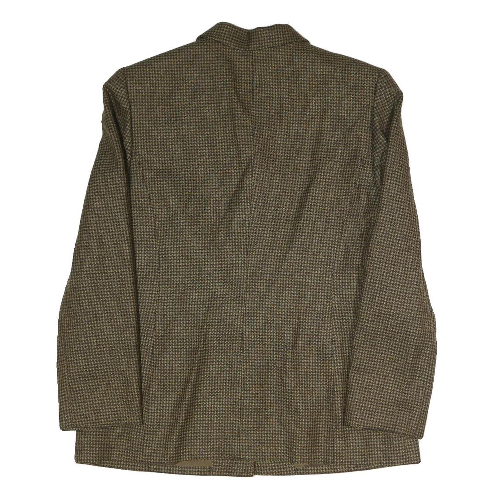 LIZ CLAIBORNE Womens Brown Houndstooth Button Jacket UK 12 Polyester Blend