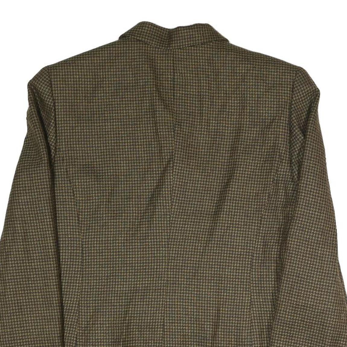 LIZ CLAIBORNE Womens Brown Houndstooth Button Jacket UK 12 Polyester Blend