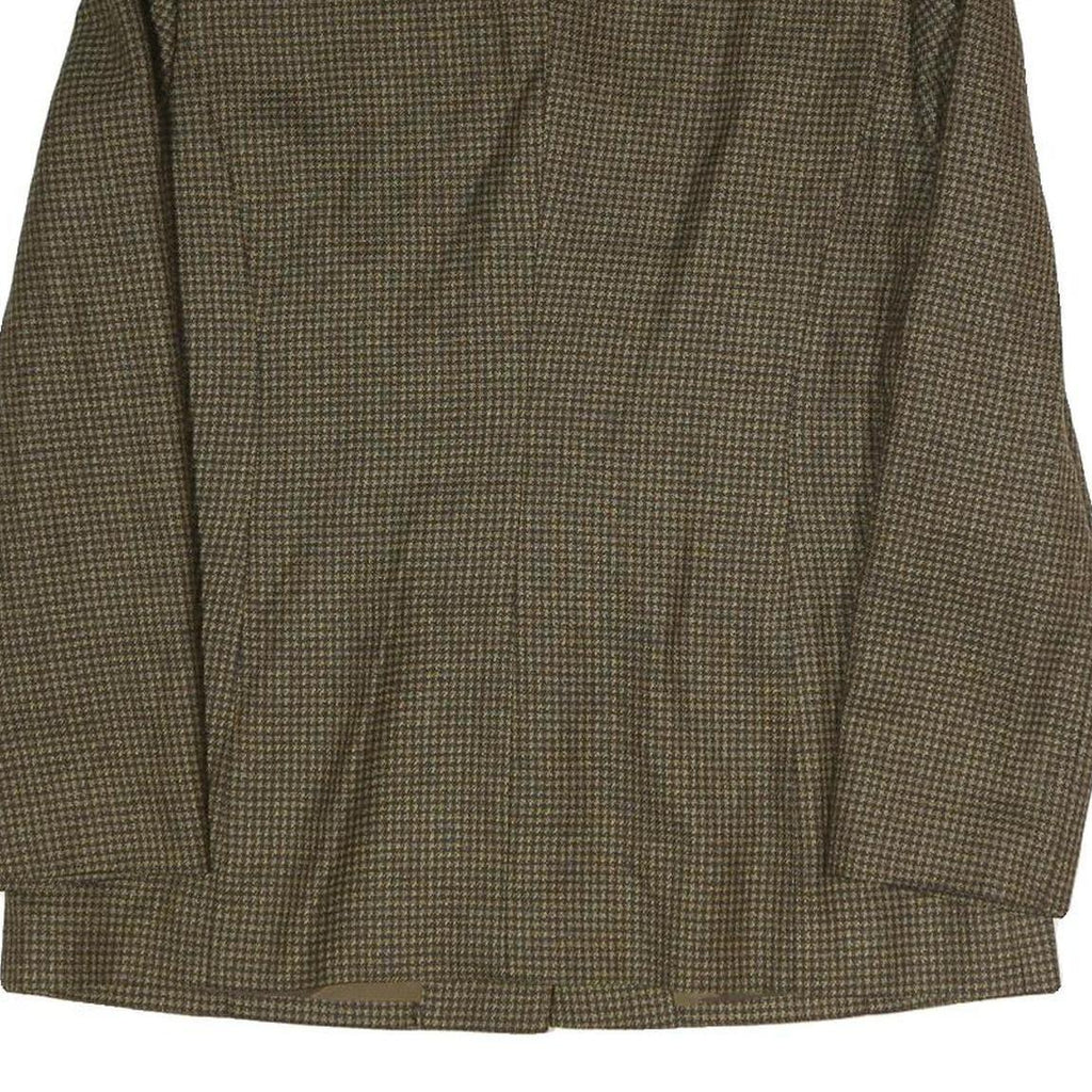 LIZ CLAIBORNE Womens Brown Houndstooth Button Jacket UK 12 Polyester Blend