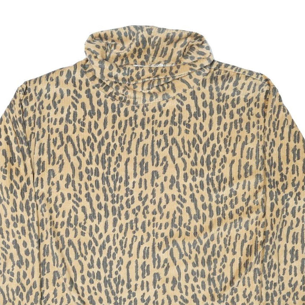 Womens Beige Animal Print High Neck Sweatshirt M Polyester Blend Casual Wear