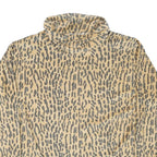 Womens Beige Animal Print High Neck Sweatshirt M Polyester Blend Casual Wear