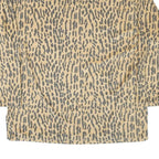 Womens Beige Animal Print High Neck Sweatshirt M Polyester Blend Casual Wear
