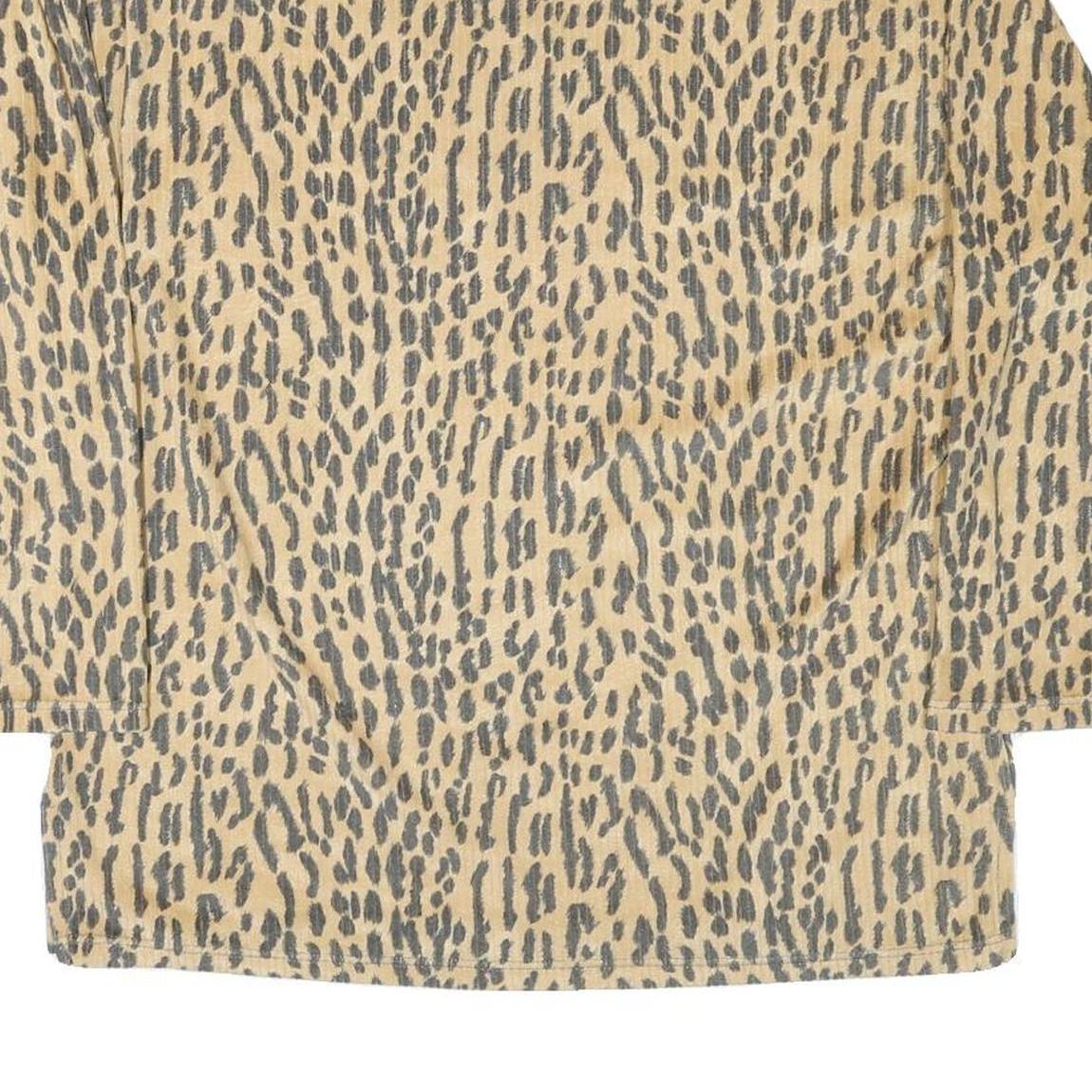 Womens Beige Animal Print High Neck Sweatshirt M Polyester Blend Casual Wear