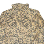 Womens Beige Animal Print High Neck Sweatshirt M Polyester Blend Casual Wear