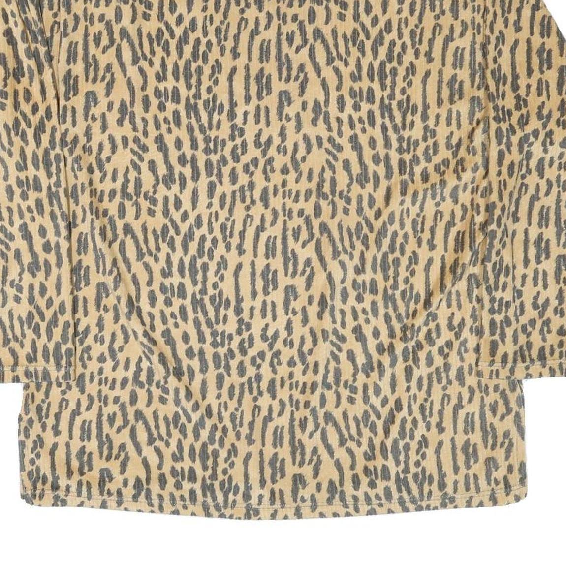 Womens Beige Animal Print High Neck Sweatshirt M Polyester Blend Casual Wear