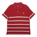GUESS Mens Red & White Striped Short Sleeve Polo Shirt M Cotton Blend Casual