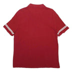 GUESS Mens Red & White Striped Short Sleeve Polo Shirt M Cotton Blend Casual