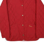 BARBOUR Womens Red Quilted Jacket M Polyester Blend Button Closure Classic