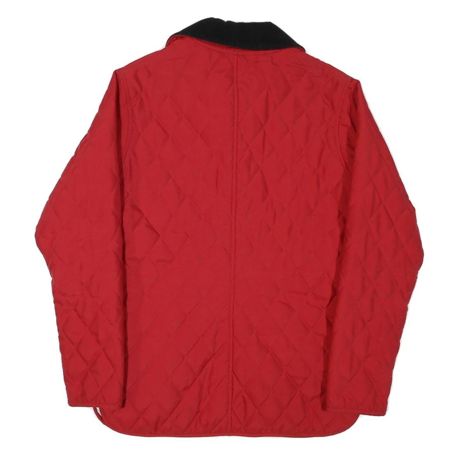 BARBOUR Womens Red Quilted Jacket M Polyester Blend Button Closure Classic