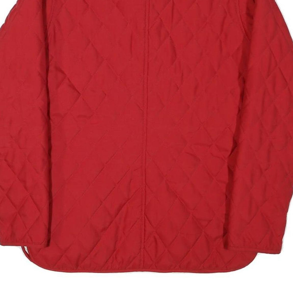 BARBOUR Womens Red Quilted Jacket M Polyester Blend Button Closure Classic