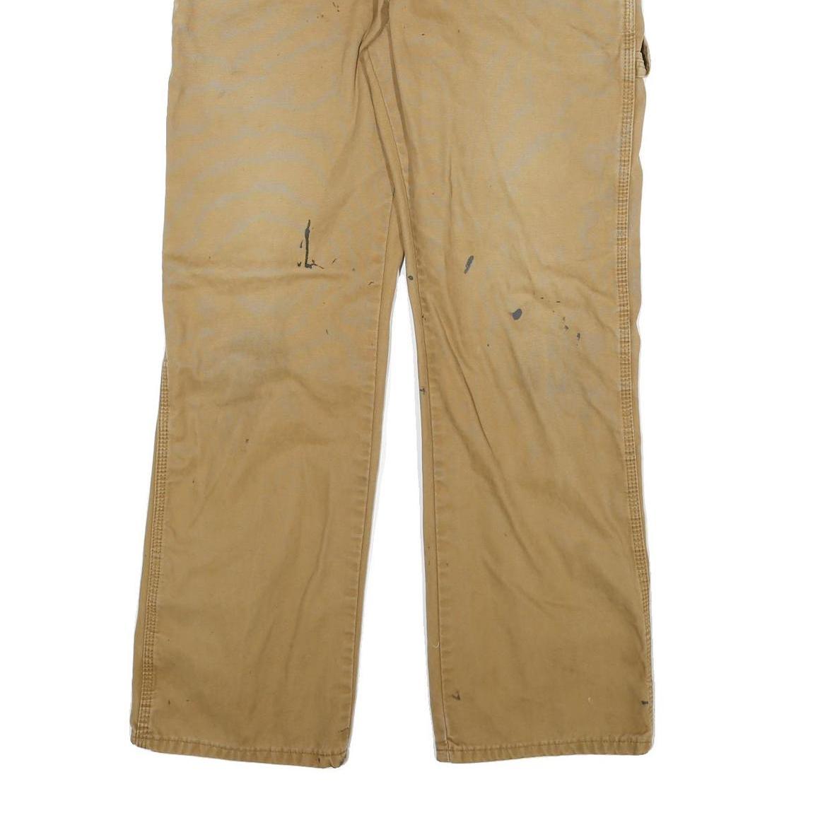 DICKIES Mens Cotton Blend Beige Relaxed Straight Trousers W33 L29 Workwear