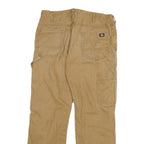 DICKIES Mens Cotton Blend Beige Relaxed Straight Trousers W33 L29 Workwear