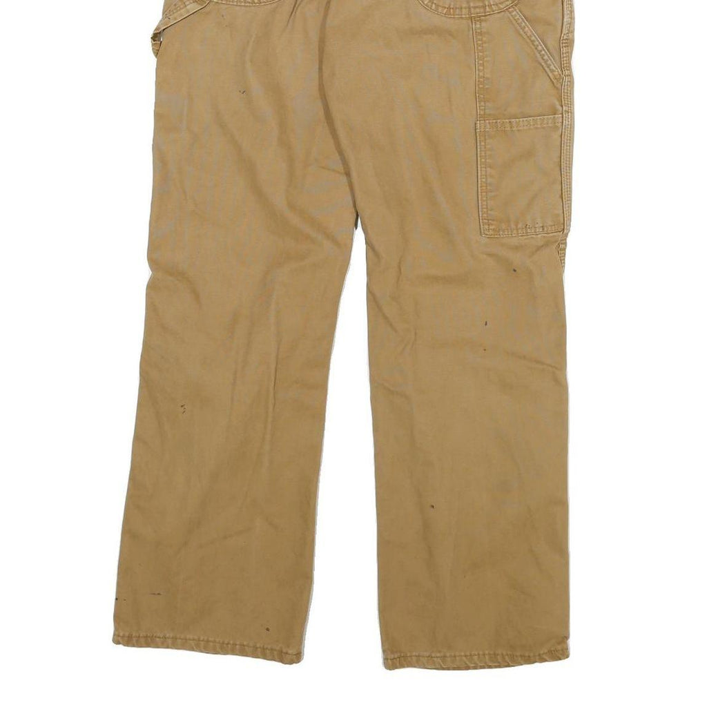 DICKIES Mens Cotton Blend Beige Relaxed Straight Trousers W33 L29 Workwear